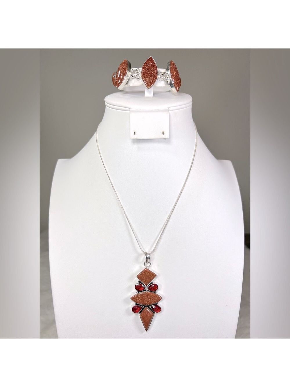 Goldstone 925 Large Pendant & Bracelet